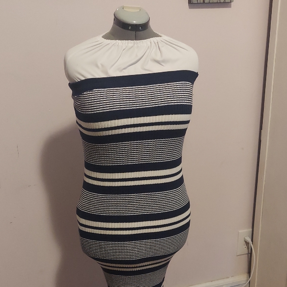 NYC Navy and White Striped Dress